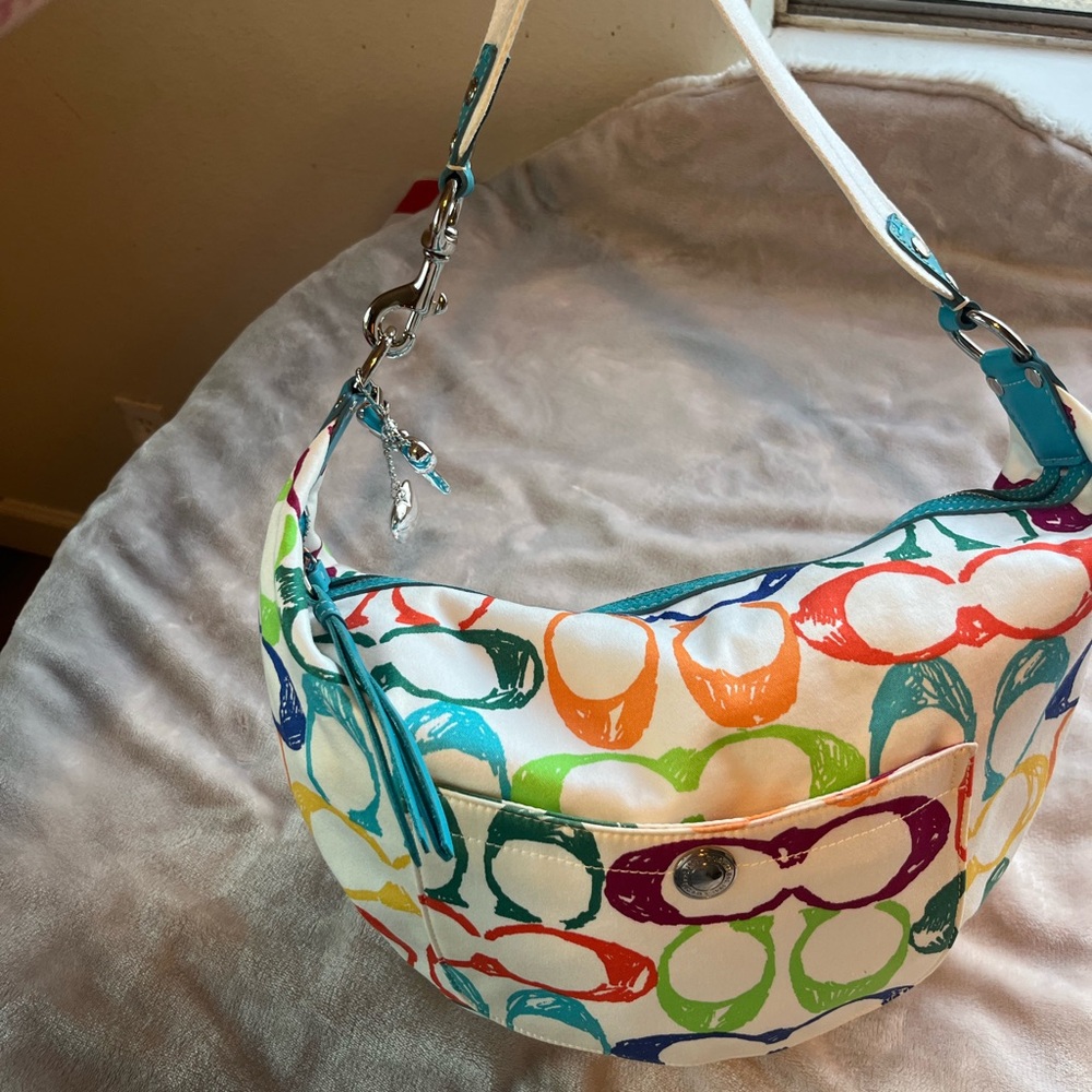 Coach Red and Orange Shoulder Bag with Vibrant Design